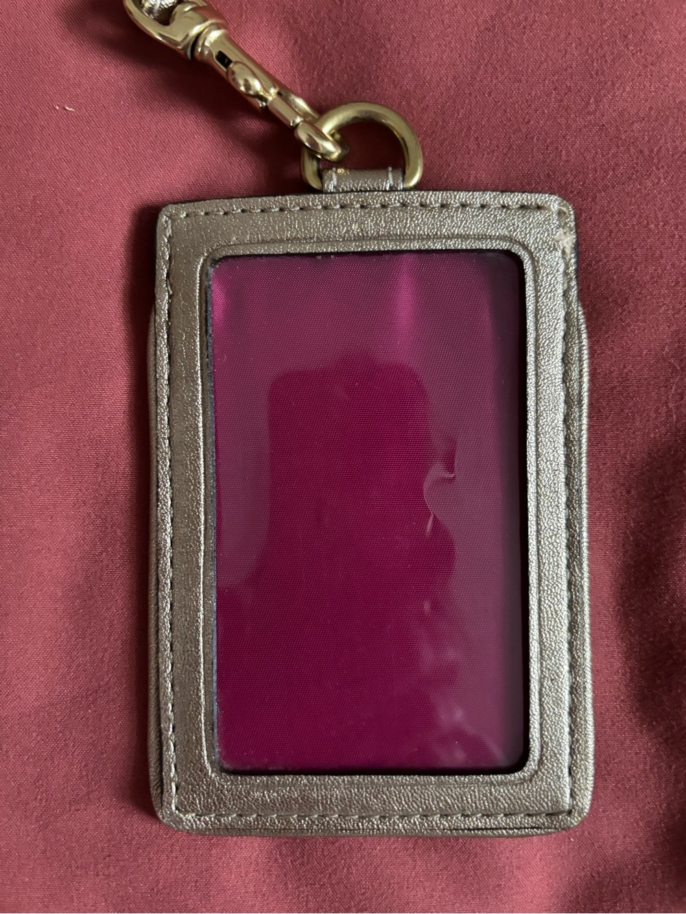 Coach Metallic Gold Trim ID Window with Magenta Insert - Picture 6 of 8